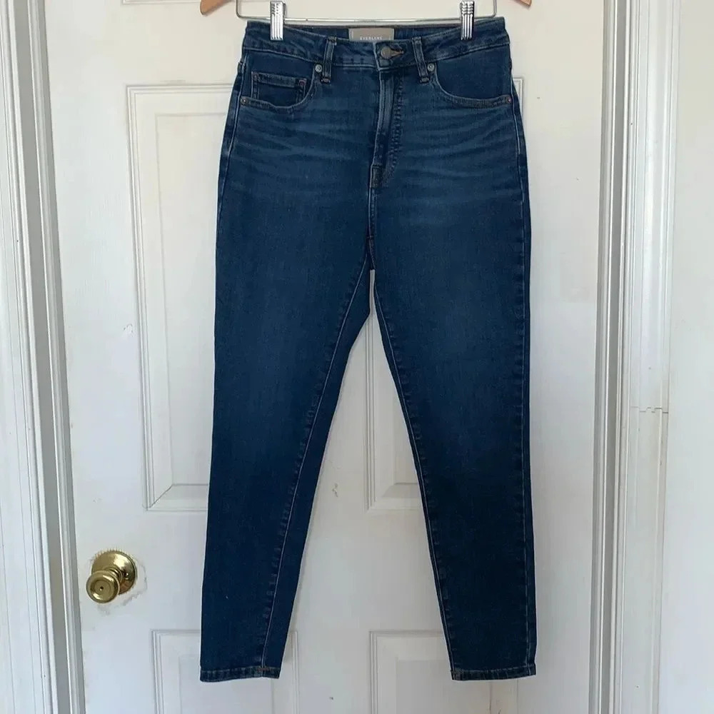 EVERLANE The Curvy High Rise Cropped Skinny Jean Blue Size 27